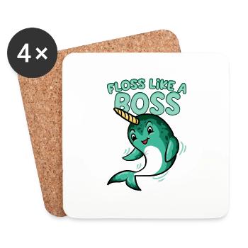 Floss Like A Bossy T-Shirt Flossing Dance Narwhal - Coasters (set of 4) - white - Front