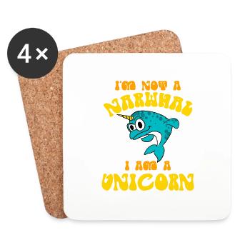 Je ne suis pas un narval, je suis une licorne drôle d’animal marin - Dessous de verre (lot de 4) - blanc - Devant