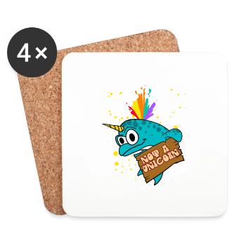 Narwhal Not A Unicorn Funny Rainbow Sea Creature - Coasters (set of 4) - white - Front