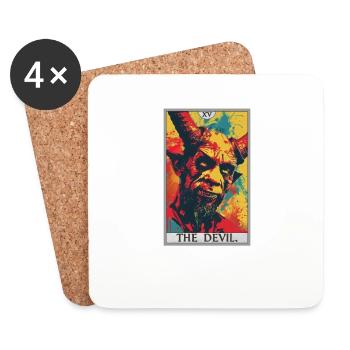 Cartes de tarot Carte de tarot Le diable Le diable - Dessous de verre (lot de 4) - blanc - Devant