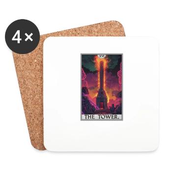 Tarotkarten Tarotkarte The Tower Der Turm - Untersetzer (4er-Set) - Weiß - Vorne