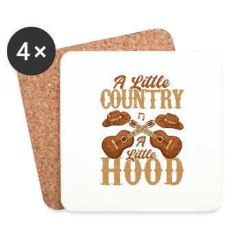 A Little Country A Little Hood Western Music - Coasters (set of 4) - white - Front
