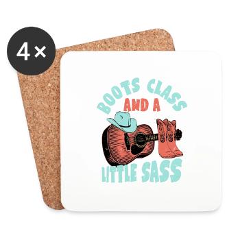 Boots, Class, And A Little Sass Western Country Mu - Coasters (set of 4) - white - Front