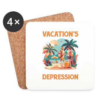 Vacation's Over Time For Depression 2 - Untersetzer (4er-Set) - Weiß - Vorne