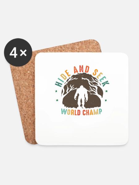 Vintage Bigfoot Verstecken Champion - Lustig - Untersetzer (4er-Set) - Weiß
