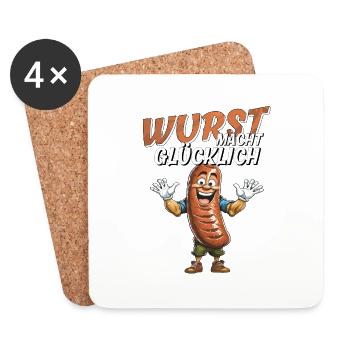 SAUSAGE MAKES YOU HAPPY - Coasters (set of 4) - white - Front
