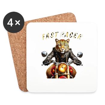 LEOPARD MOTORCYCLE FAST RACER - Coasters (set of 4) - white - Front