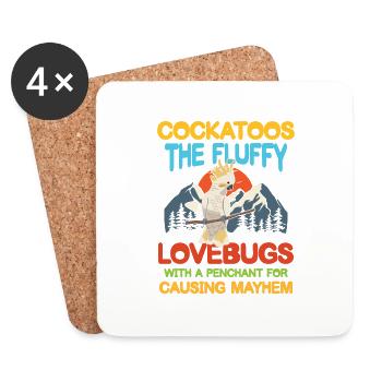 Cockatoos The Fluffy Lovebugs für eine Kakadu - Untersetzer (4er-Set) - Weiß - Vorne