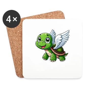 Tortue Ange Ailes Halo Farm Landw - Dessous de verre (lot de 4) - blanc - Devant