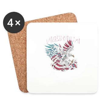 Drapeau américain Puissance américaine 4 juillet - Dessous de verre (lot de 4) - blanc - Devant
