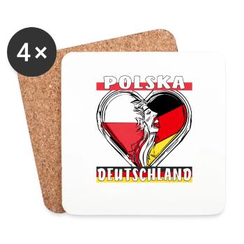 POLSKA DEUTSCHLAND HERZ - Untersetzer (4er-Set) - Weiß - Vorne