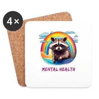 RACCOON Mental Health - Coasters (set of 4) - white - Front