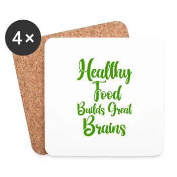 Les aliments sains construisent un excellent cerveau - Dessous de verre (lot de 4) - blanc - Devant
