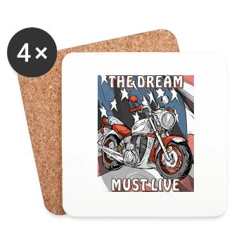 MOTORCYCLE THE DREAM MUST LIVE - Coasters (set of 4) - white - Front
