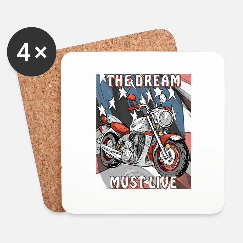 MOTORRAD THE DREAM MUST LIVE - Untersetzer (4er-Set) - Weiß