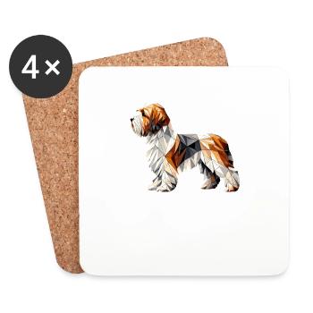 Geometric Art Petit Basset Griffon Vendéen PBGV - Coasters (set of 4) - white - Front