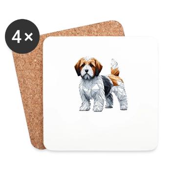 Geometric Art Petit Basset Griffon Vendéen PBGV - Coasters (set of 4) - white - Front