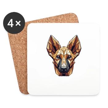 Art géométrique Pharaon Hound - Dessous de verre (lot de 4) - blanc - Devant