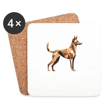 Art géométrique Pharaon Hound - Dessous de verre (lot de 4) - blanc - Devant