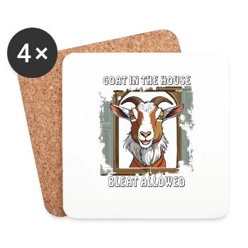CHÈVRE ZIEGE DANS LA MAISON BÊLEMENT PERMIS - Dessous de verre (lot de 4) - blanc - Devant