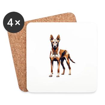 Art géométrique Pharaon Hound - Dessous de verre (lot de 4) - blanc - Devant