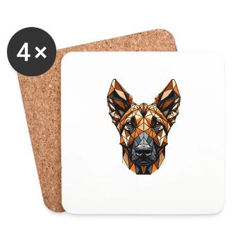 Geometric Art Plott Hound Plott Dog - Coasters (set of 4) - white - Front