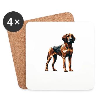 Geometric Art Plott Hound Plott Dog - Coasters (set of 4) - white - Front