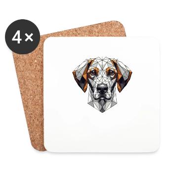 Art géométrique Braque allemand à poil court chien GSP - Dessous de verre (lot de 4) - blanc - Devant
