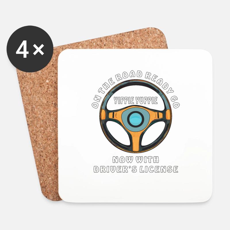 ON THE ROAD READY GO DRIVER’S LICENSE - Untersetzer (4er-Set) - Weiß