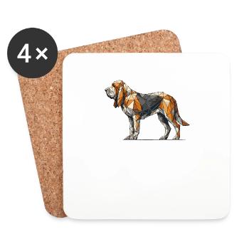 Geometric Line Art Bloodhound Bloodhounds St. - Coasters (set of 4) - white - Front