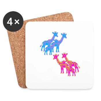 Girafe Afrique Safari Savane Années 80 Années 90 Enfant - Dessous de verre (lot de 4) - blanc - Devant