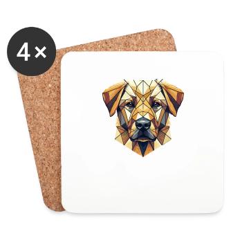 Geometric Line Art Labrador Retriever Lab Dog - Coasters (set of 4) - white - Front