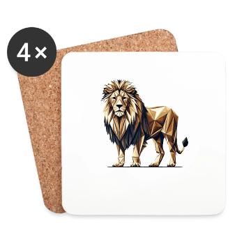 Art géométrique Lion Afrique Safari Zoo Lions Lions - Dessous de verre (lot de 4) - blanc - Devant