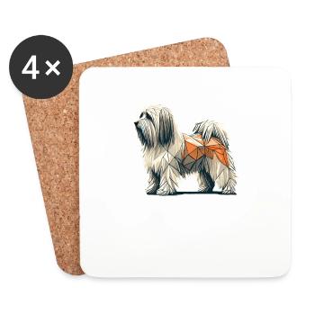 Geometric Art Havanese Havaneses - Coasters (set of 4) - white - Front