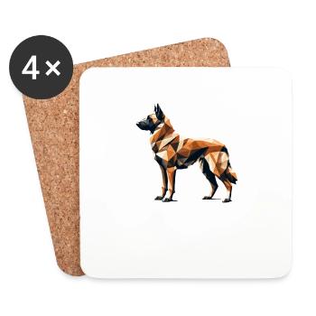 Geometric Art Belgian Malinois Belgian Shepherd - Coasters (set of 4) - white - Front