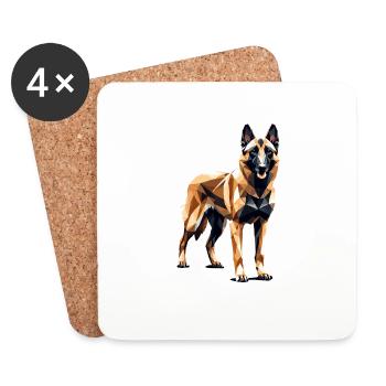 Art géométrique Berger belge malinois belge - Dessous de verre (lot de 4) - blanc - Devant