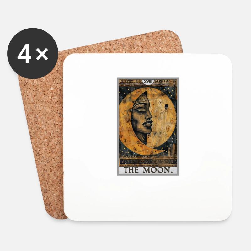 Tarotkarten Tarotkarte The Moon Der Mond - Untersetzer (4er-Set) - Weiß