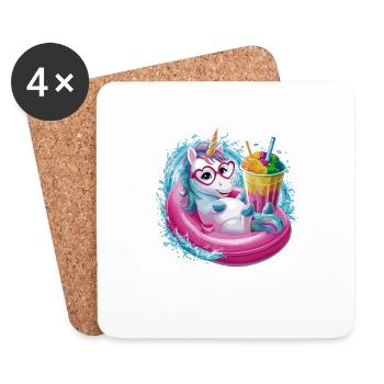 Niedliches Einhorn genießt Eiscreme-Spaß - Untersetzer (4er-Set) - Weiß - Vorne