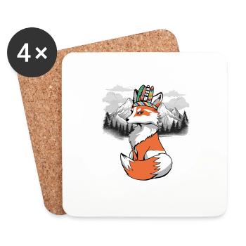 Chamans Renard Renards Chaman - Dessous de verre (lot de 4) - blanc - Devant