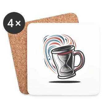 A TIME-TRAVELING COFFEE MUG - Coasters (set of 4) - white - Front