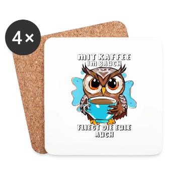 COFFEE IN THE STOMACH FLIES THE OWL - Coasters (set of 4) - white - Front