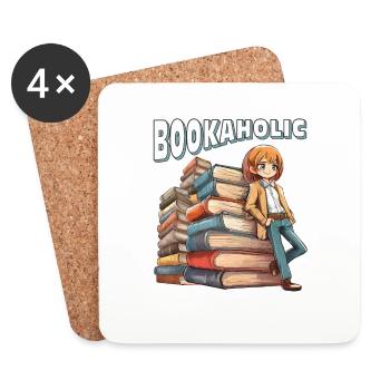 BOOKS BOOKAHOLIC - Coasters (set of 4) - white - Front