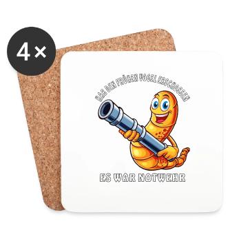 SHOT THE EARLY BIRD SELF-DEFENSE - Coasters (set of 4) - white - Front
