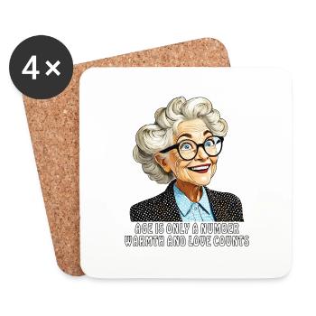 AGE IS ONLY A NUMBER WARMTH AND LOVE COUNTS - Coasters (set of 4) - white - Front