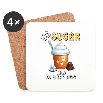 NO SUGAR NO WORRIES - Coasters (set of 4) - white - Front