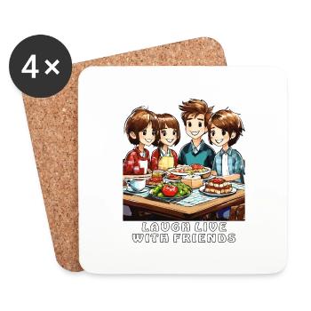 FREUNDE LAUGH LIVE WITH FRIENDS - Coasters (set of 4) - white - Front