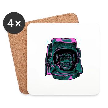 Retro Astronaut Monkey Head T-Shirt - Funny Ape - Coasters (set of 4) - white - Front