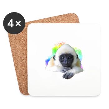 Gibbon Affe Regenbogen Niedliches kleines Primatentier - Untersetzer (4er-Set) - Weiß - Vorne