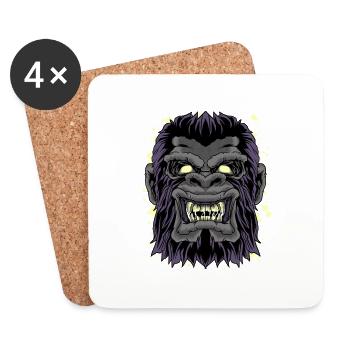 Tête de gorille fou drôle Gorille singe singe graphique - Dessous de verre (lot de 4) - blanc - Devant