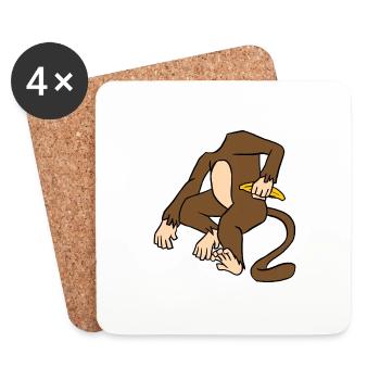 Monkey Body Holding A Banana Funny Ape Primate - Coasters (set of 4) - white - Front